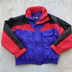Vintage 1980s CB Sports Mens Puffer Bomber Jacket Size M Retro Ski Windbreaker